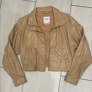 Abercrombie And Fitch Women's Camel Leather Jacket